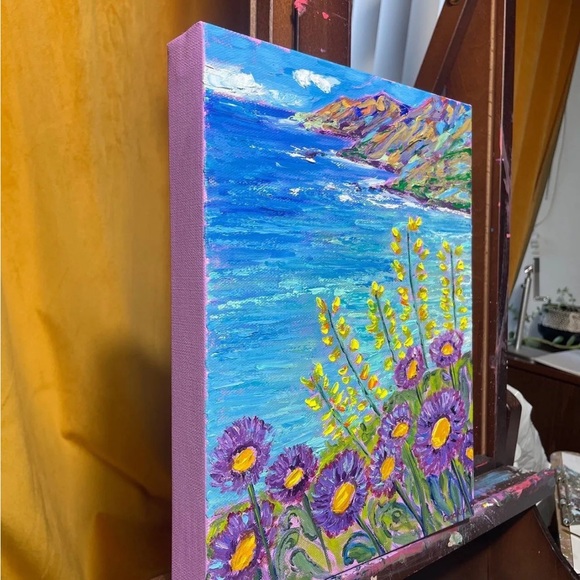 California Big Sur Oil Painting On Canvas 12 X 9 Inches Contemporary Van Gogh - Picture 4 of 14